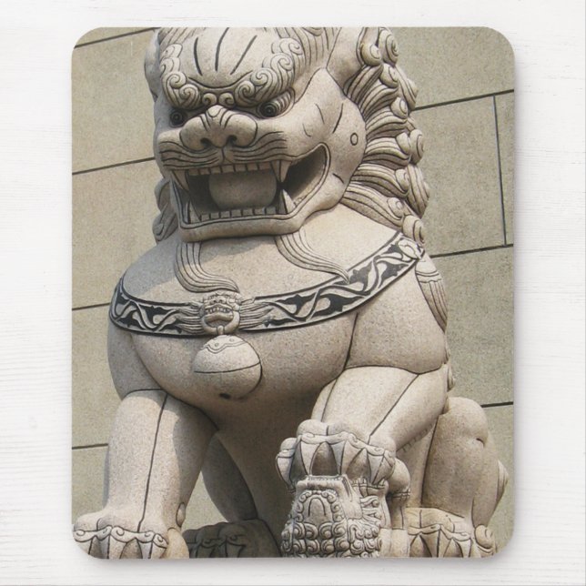 Chinese Female Guardian Lion Foo Dog 石獅 Mouse Mat (Front)