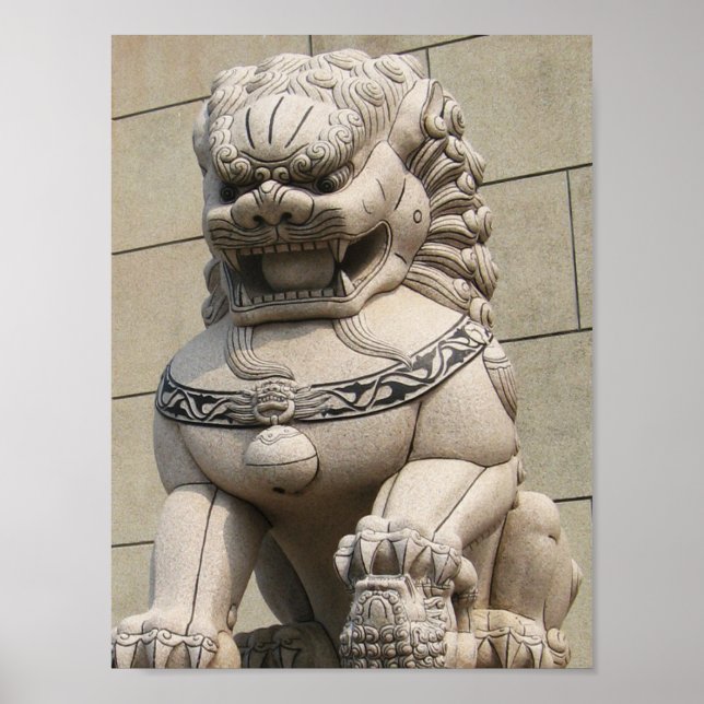 Chinese Female Guardian Lion Foo Dog 石獅 Poster (Front)