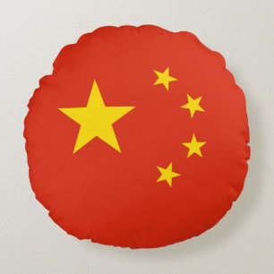 Chinese Flag (China) Round Cushion