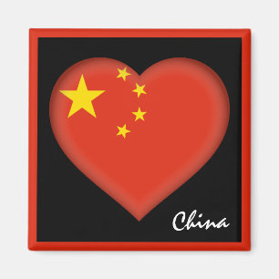 Chinese flag & Chinese Heart, China holiday/sports Magnet