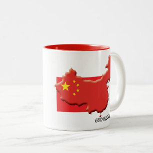 CHINESE FLAG God Bless Customised Scripture WHITE Two-Tone Coffee Mug