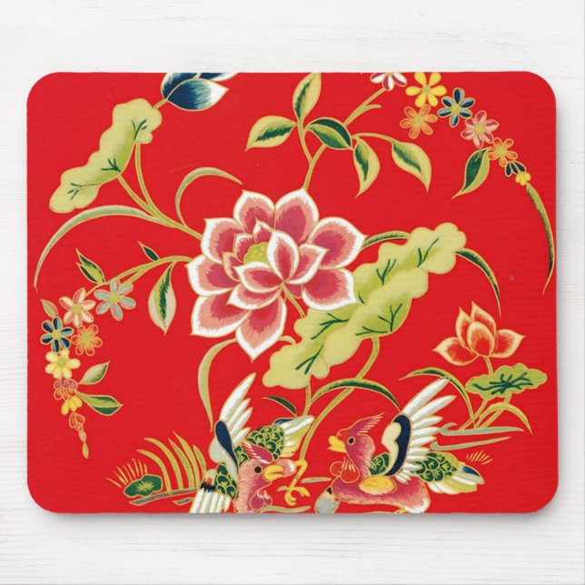 Chinese Floral Embroidery Design Mouse Mat (Front)