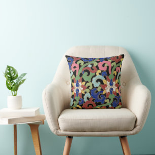 Chinese floral illustration cushion