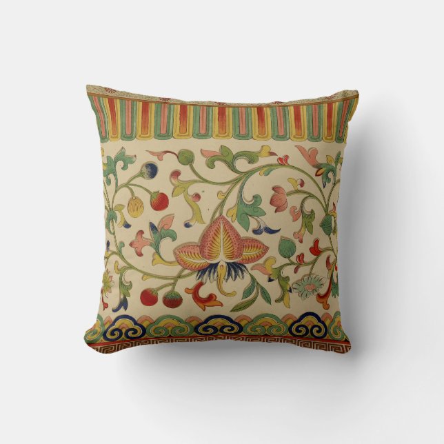 Chinese Floral Ornament Design Cushion (Front)