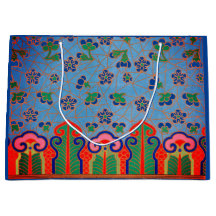 CHINESE FLORAL PATTERN GIFT BAG FLORAL BLUE PINK