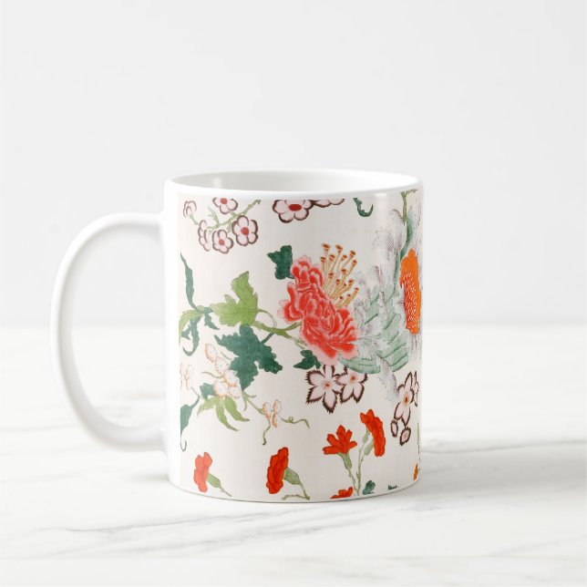 Chinese floral pattern mid 18th century coffee mug (Left)