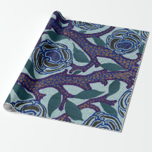 CHINESE FLORAL PATTERN WRAPPING PAPER IN BLUES 