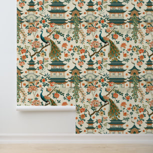 Chinese Floral Peacoock Elegant Wallpaper