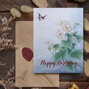 Chinese Flower with Butterfly Holiday Postcard