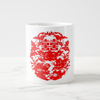 Chinese Folk Art Double Happiness Love Birds Large Coffee Mug