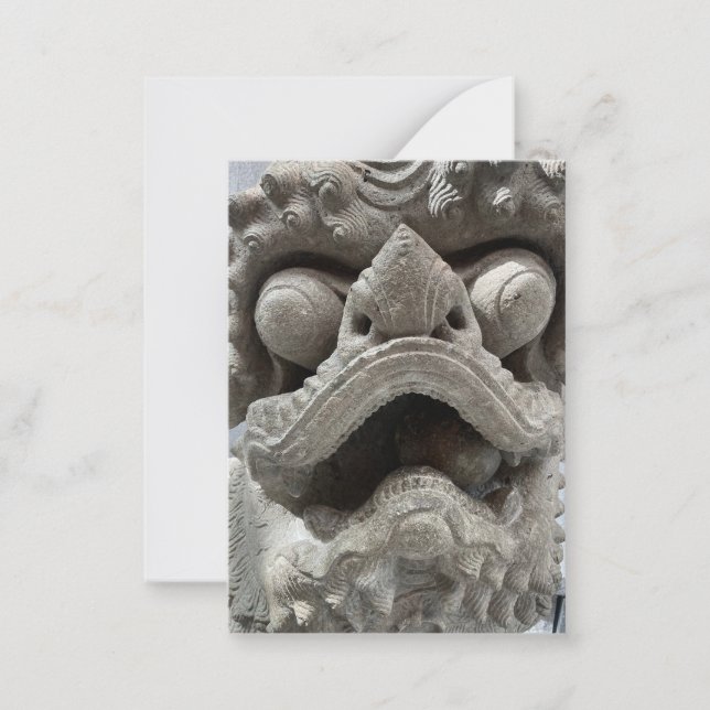 Chinese Foo Dog Dragon Granite Rock Sculpture Card (Front)
