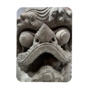 Chinese Foo Dog Dragon Granite Rock Sculpture Magnet