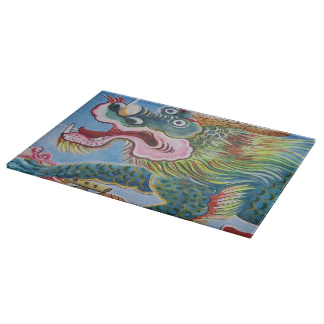 Chinese Foo Dog / Lion Guardian Mural Cutting Board (Corner)