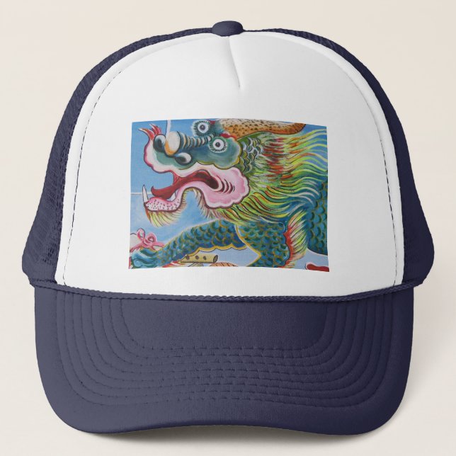 Chinese Foo Dog / Lion Guardian Mural Trucker Hat (Front)