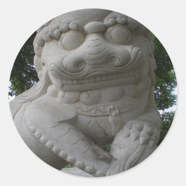 Chinese Foo Dog Statue Classic Round Sticker (Front)