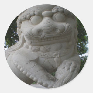 Chinese Foo Dog Statue Classic Round Sticker