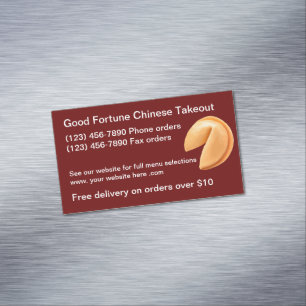 Chinese Food Asian Cuisine Takeout Magnetic Business Card