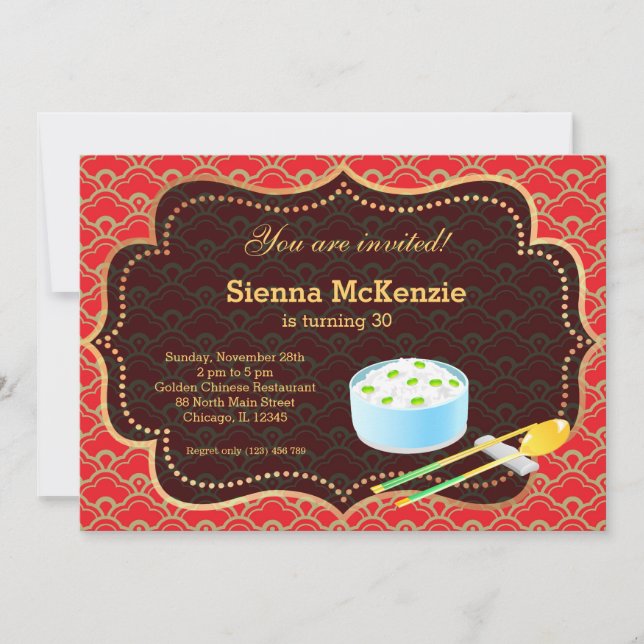 Chinese food Birthday party Invitation (Front)