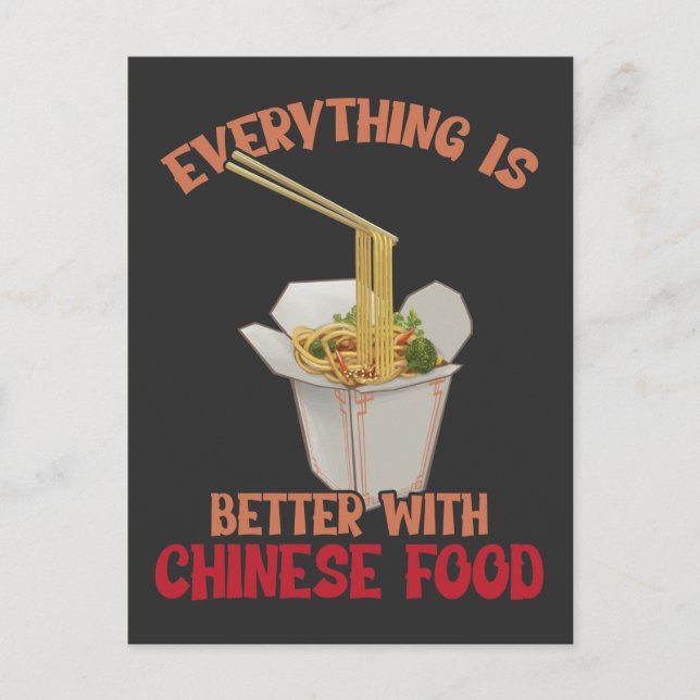Chinese Food Expert Asian eating Noodles Foodie Postcard (Front)