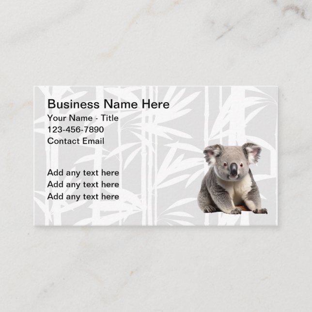 Chinese Food Koala Bear Theme Business Cards  (Front)