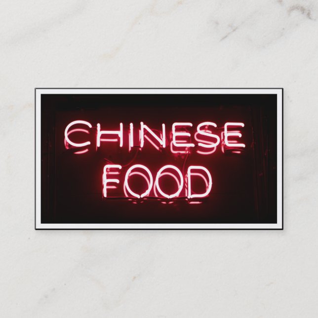 CHINESE FOOD - Red  Neon Sign Business Card (Front)