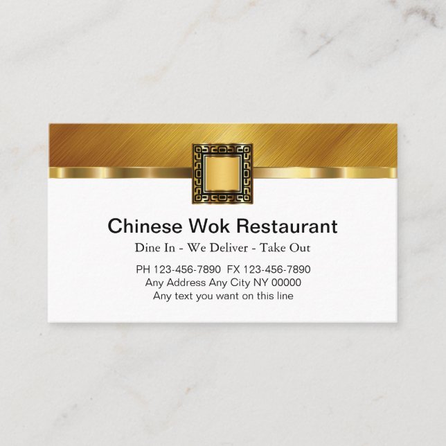 Chinese Food Restaurant Business Cards (Front)