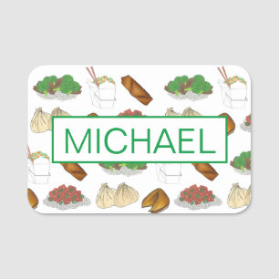 Chinese Food Restaurant Dishes Takeout Cuisine Name Tag
