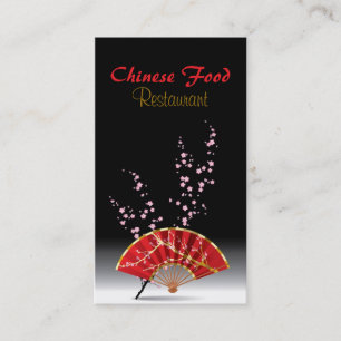 Chinese Food Restaurant Red Fan Meal Bar Business Card