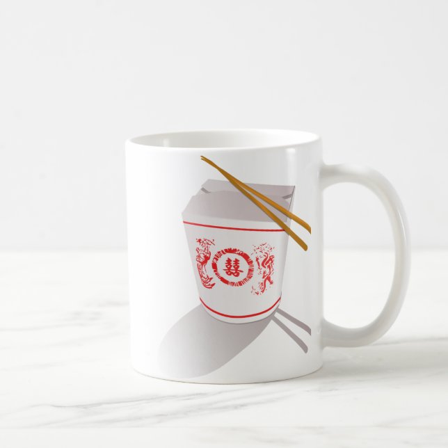 Chinese food take out box chopsticks graphic coffee mug (Right)