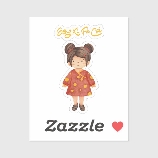 Chinese Girl with Bun Hair Gong Xi Fa Cai (Sheet)