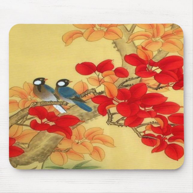 Chinese Gold and Red Floral Mouse Mat (Front)