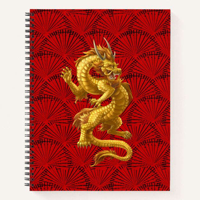 Chinese Gold Dragon Spiral Notebook (Front)