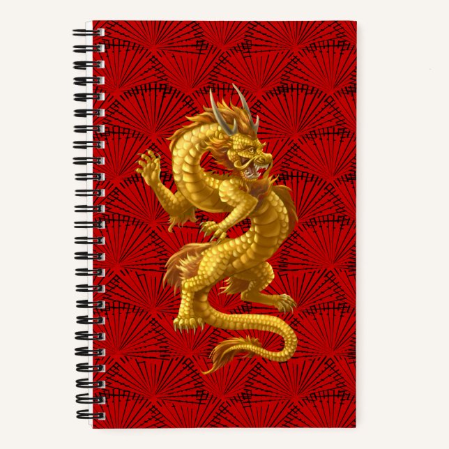 Chinese Gold Dragon Spiral Notebook (Front)