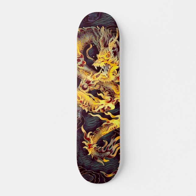 Chinese Gold Emperor Dragon Element Custom Pro Skateboard (Front)