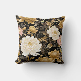 Chinese gold flowers .Beautiful and elegant fabric Cushion