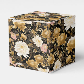 Chinese gold flowers .Beautiful and elegant fabric Favour Box