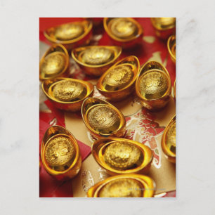 Chinese gold ingots postcard