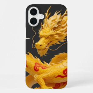 Chinese Gold Red Dragon Art Fantasy Design With Cl iPhone 16 Plus Case
