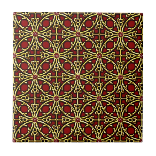 Chinese golden lattice pattern tile (Front)