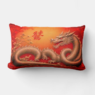 Chinese golden red dragon new year Throw Pillow