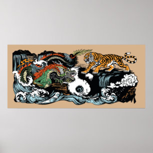 Chinese Green Dragon versus Tiger Poster