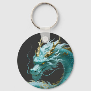 Chinese Green Gold Dragon Art Fantasy Design With  Key Ring