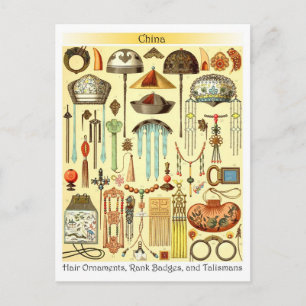 Chinese Hair Ornaments, Rank Badges, and Talismans Postcard