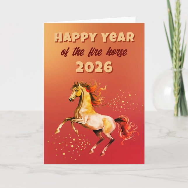 Chinese Happy Year of the Fire Horse 2026  Holiday Card (Front)