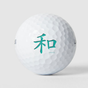 Chinese-Harmony-Symbol-Teal Letters Golf Balls