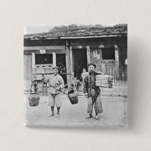 Chinese Hawkers, c.1870 (b/w photo) 15 Cm Square Badge