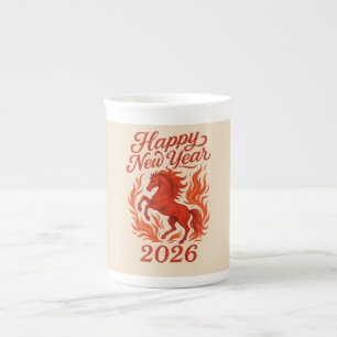 Chinese Horoscope 2026  Red Fire Horse Bone China Mug