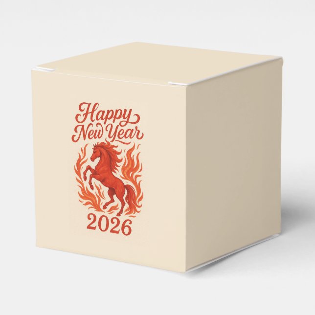 Chinese Horoscope 2026  Red Fire Horse Favour Box (Front Side)