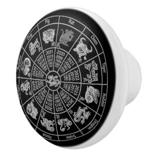 Chinese Horoscope Zodiac Wheel Ceramic Knob