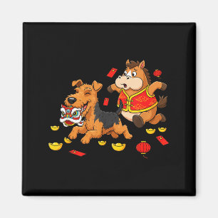 Chinese Horse Airedale Terrier Mens Womens Happy N Magnet
